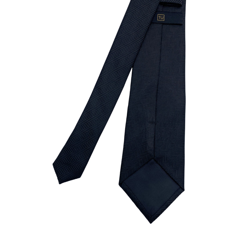Black Self Textured Geometric Pattern Men's Tie by TU