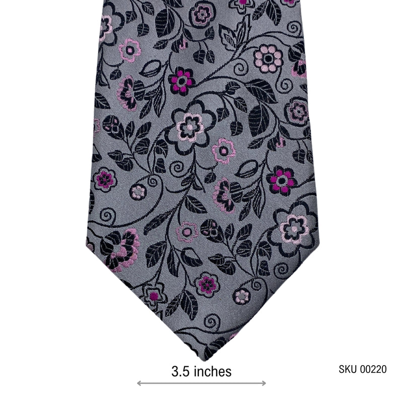 Pink Shades Pure Silk Floral Pattern Men's Tie by Thomas Nash