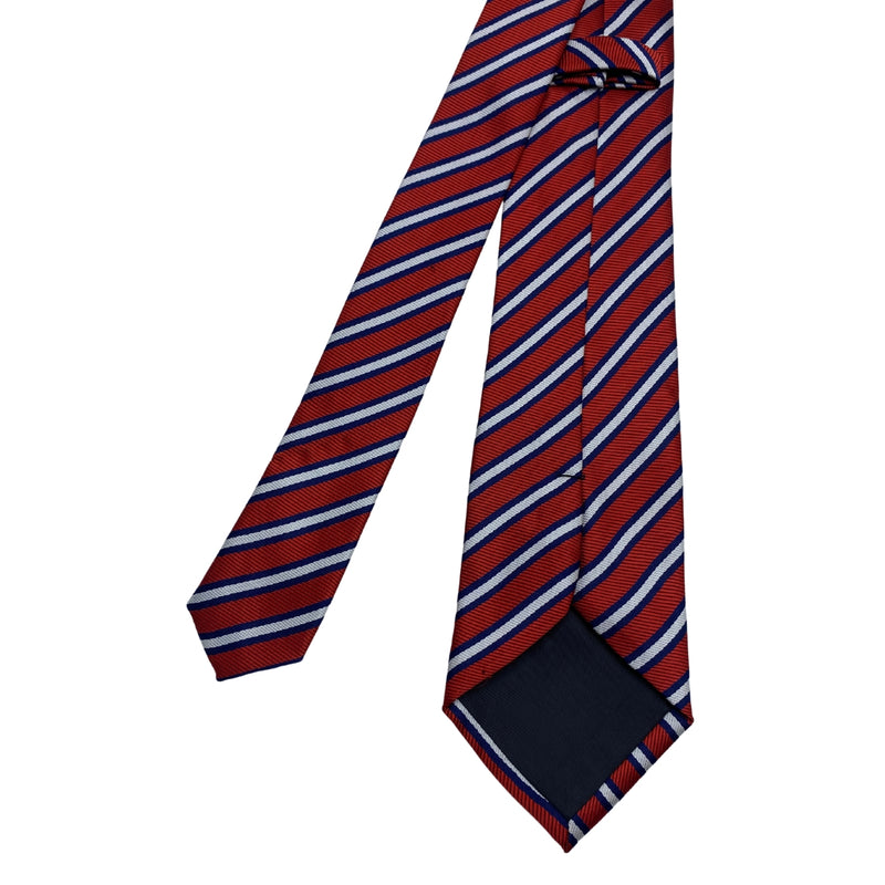 St. Bernard Red Men's Tie with Blue White Stripes