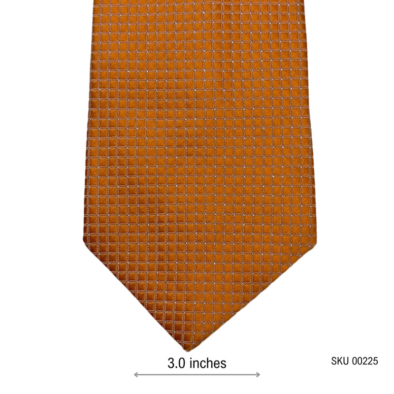 Elegant Orange Self Textured Geometric Pattern Men's Tie