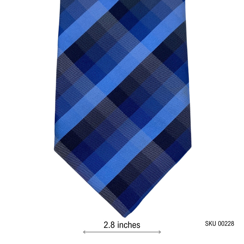 Shades of Blue Plaid Pattern Men's Tie