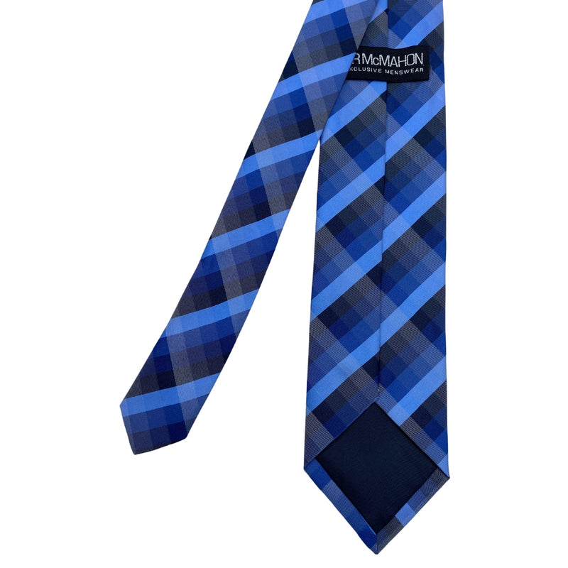 Shades of Blue Plaid Pattern Men's Tie