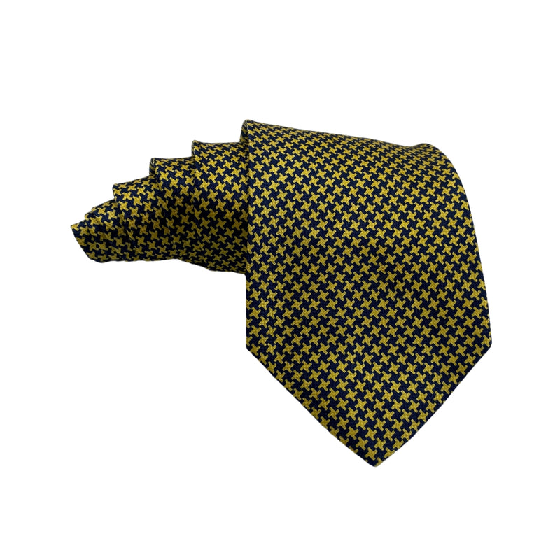 Marks & Spencer Pure Silk Yellow Geometric Pattern Men's Tie