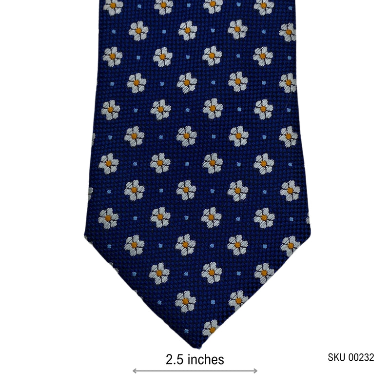 Blue Mini Floral Pattern Men's Tie