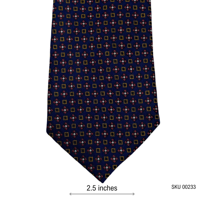Dark Blue Trendy Geometric Pattern Men's Tie by Burton Menswear