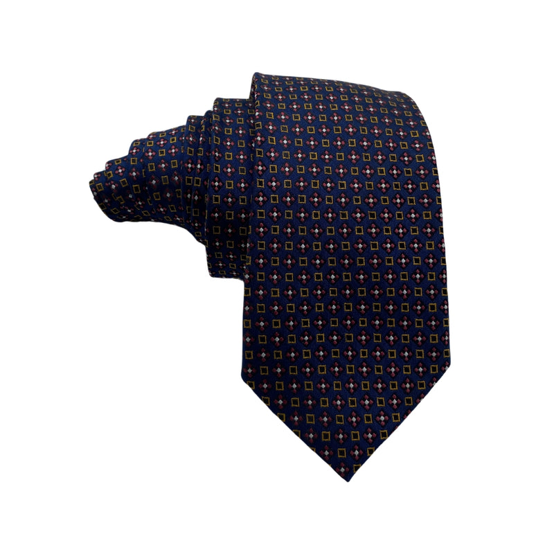 Dark Blue Trendy Geometric Pattern Men's Tie by Burton Menswear