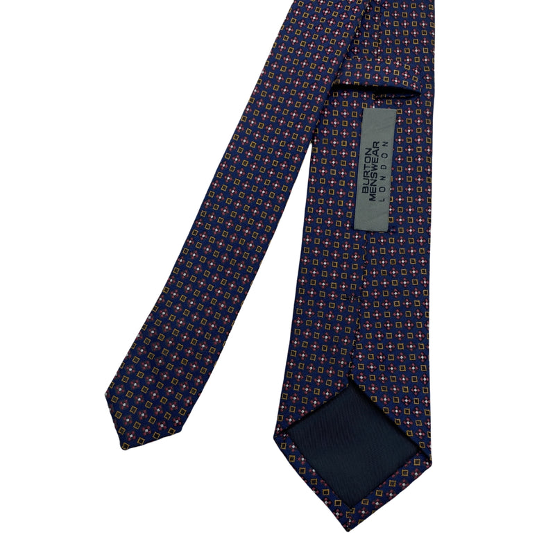 Dark Blue Trendy Geometric Pattern Men's Tie by Burton Menswear