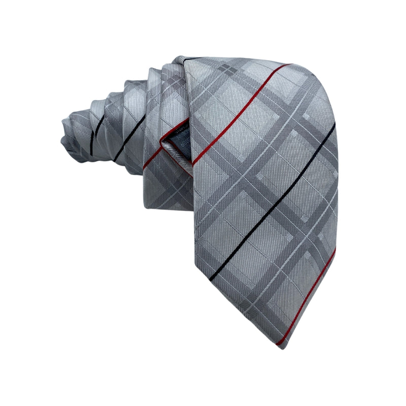 Redherring Gray Plaid Pattern Men's Tie