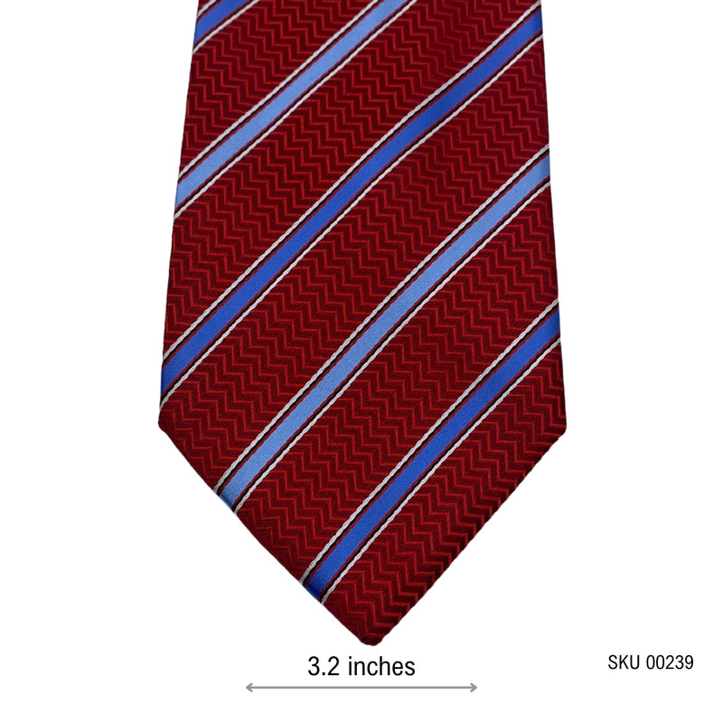 Marks & Spencer Red Self Textured Blue Stripes Men's Tie