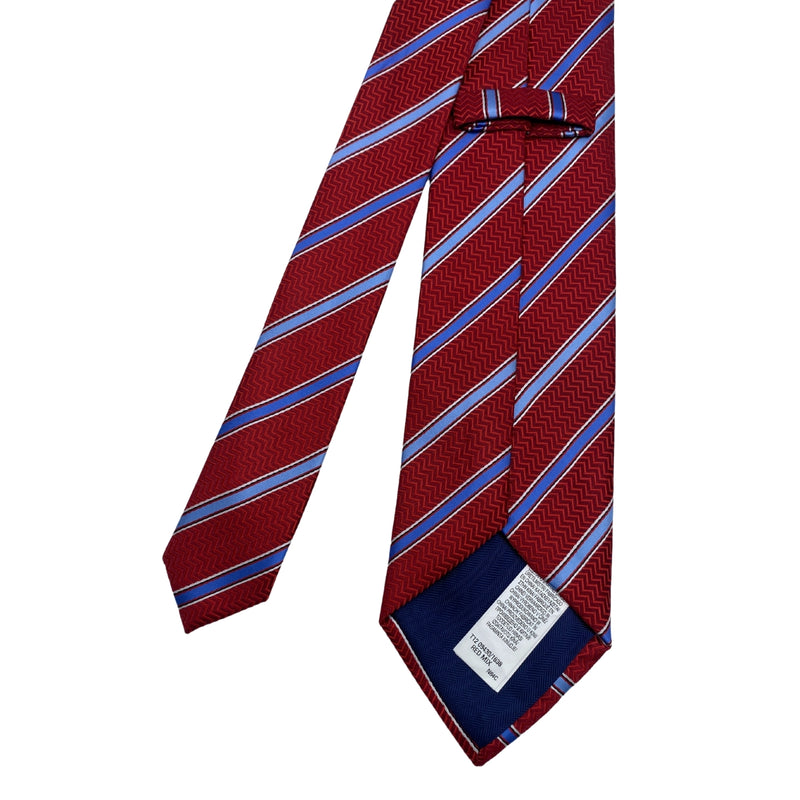 Marks & Spencer Red Self Textured Blue Stripes Men's Tie