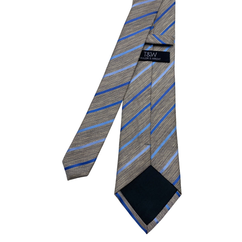 Taylor & Wright Shades of Blue on Gray Stripes Pattern Men's Tie