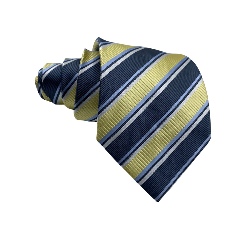 Rael Brook Yellow Blue Stripes Pattern Men's Tie