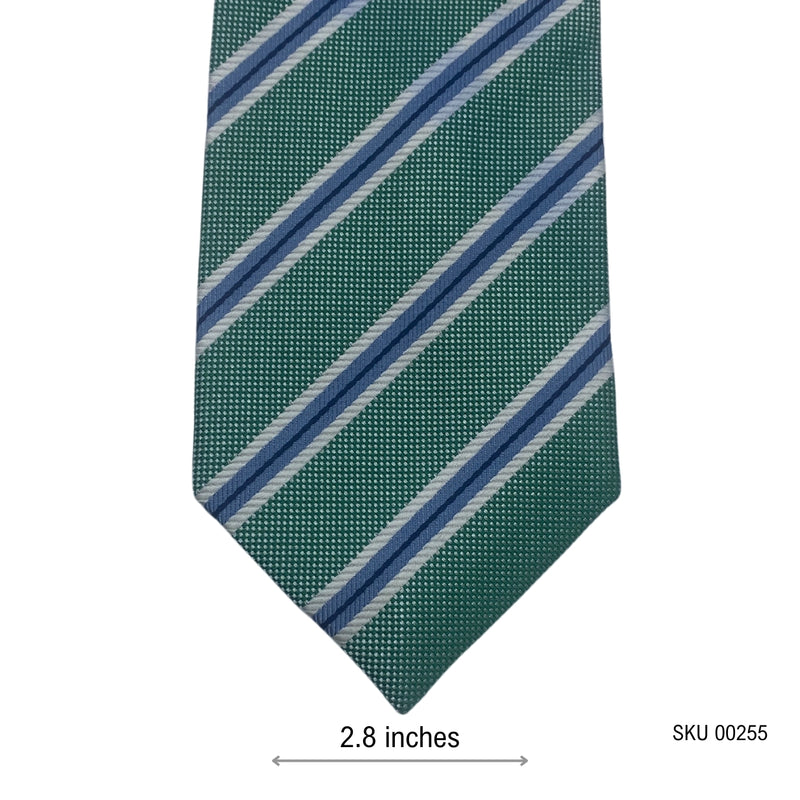 Tailor & Cutter Green Blue Stripes Pattern Men's Tie