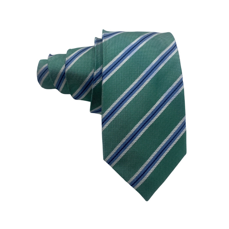 Tailor & Cutter Green Blue Stripes Pattern Men's Tie