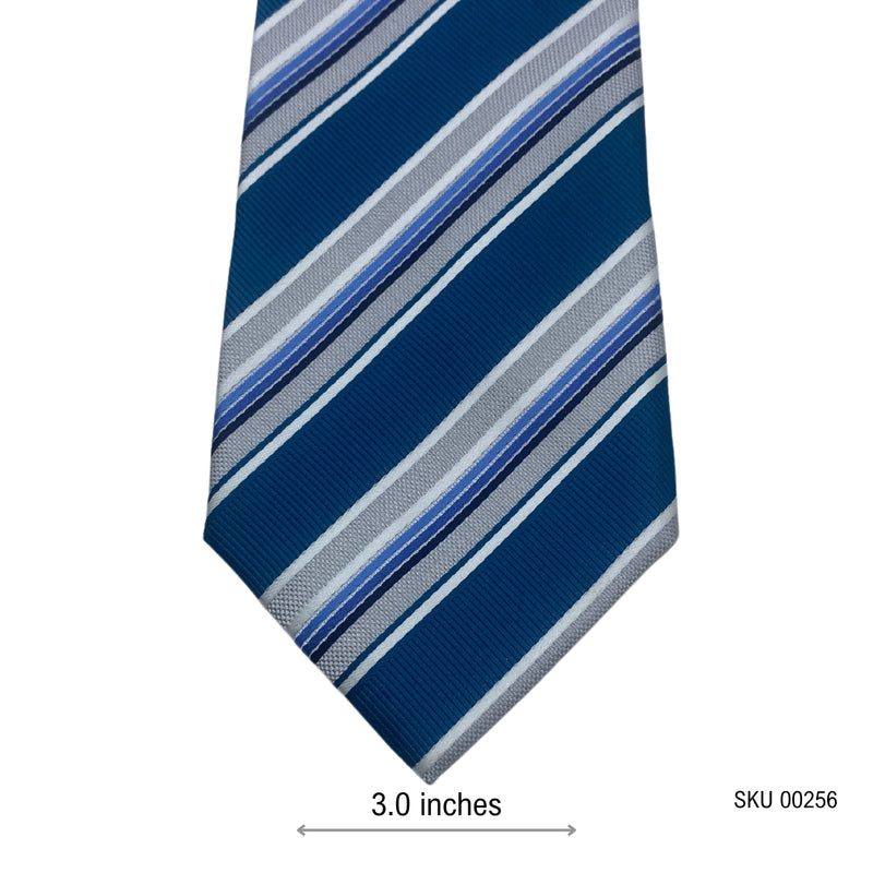 Next Blue Gray Stripes Pattern Men's Tie