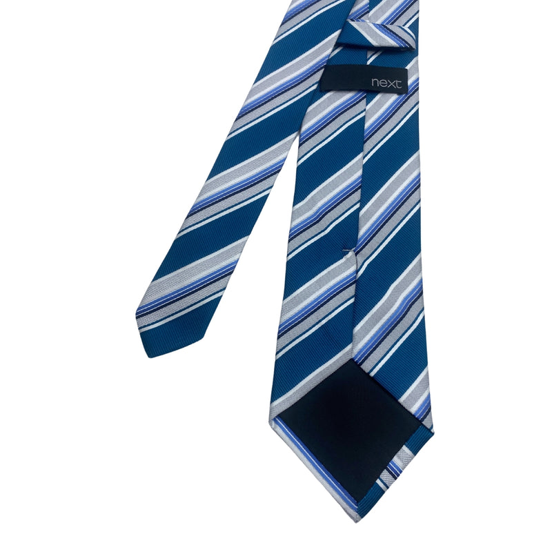 Next Blue Gray Stripes Pattern Men's Tie