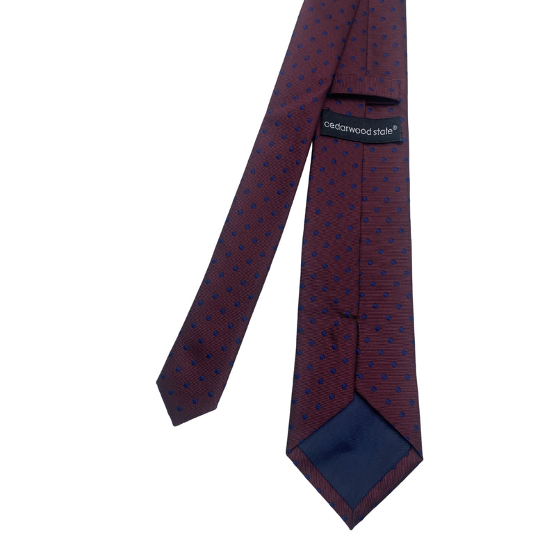 Cedarwood State Maroon Blue Dotted Men's Tie