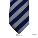 Elegant Dark Blue and Gray Striped Silk Men's Tie