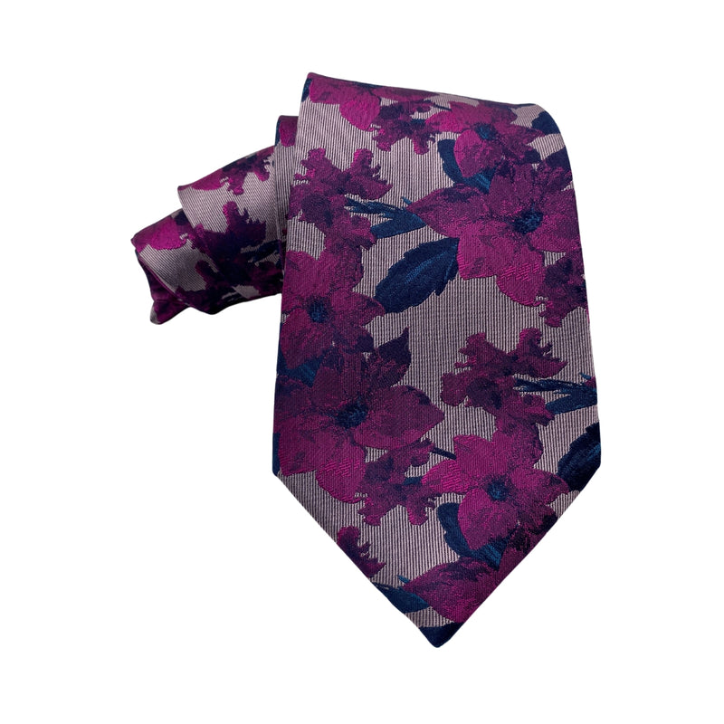 Marks & Spencer Classic Silk Dark Floral Pattern Men's Tie