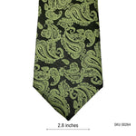 Men's Green and Black Paisley Pattern Slim Tie