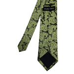 Men's Green and Black Paisley Pattern Slim Tie