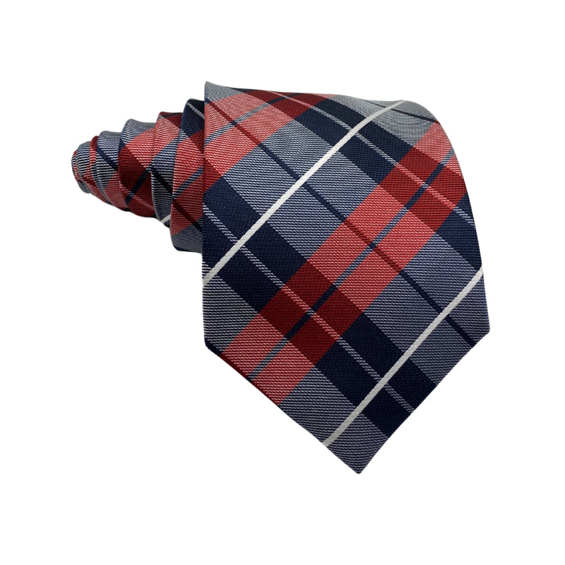Men's Classic Red Plaid Pattern Tie