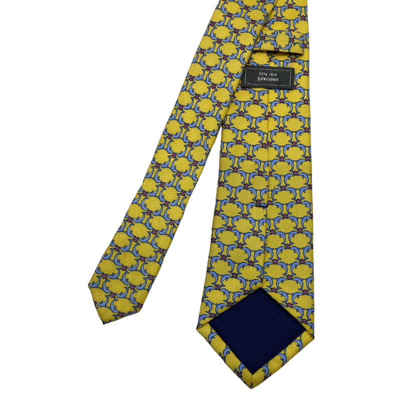 Men's Yellow Silk Dolphin Pattern Tie