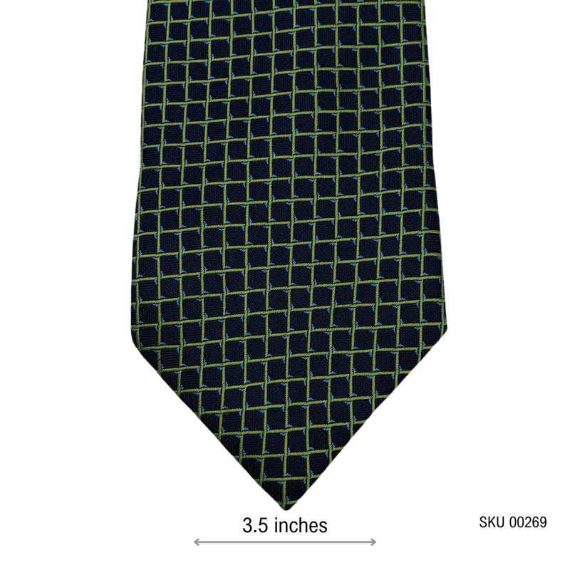 Men's Geometric Grid Pattern Tie