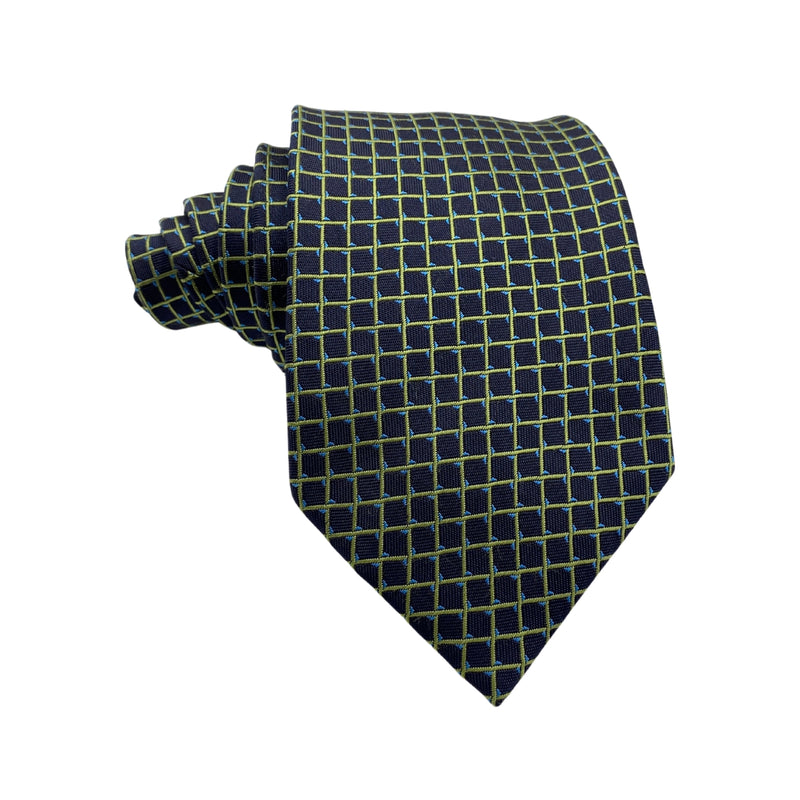 Men's Geometric Grid Pattern Tie