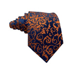 Hisdern Men's Navy and Burnt Orange Floral Tie