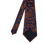 Hisdern Men's Navy and Burnt Orange Floral Tie