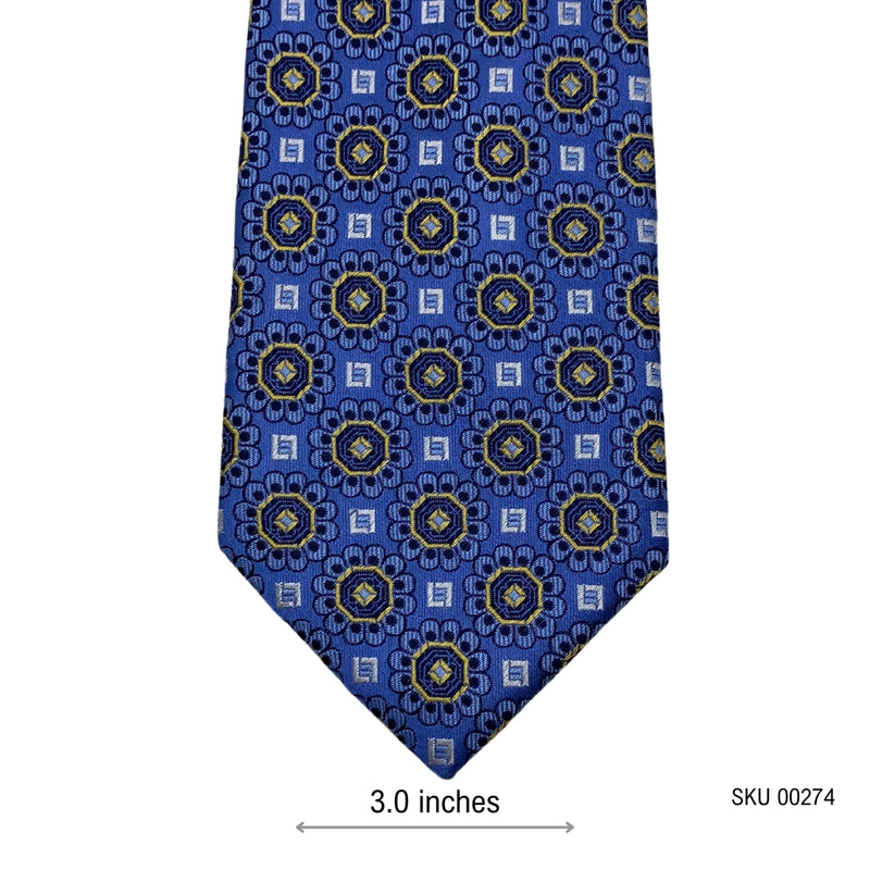 Ted Baker Men's Royal Blue Medallion Pattern Tie