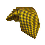 Hisdern Men's Yellow Geometric Grid Pattern Tie