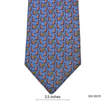 Men's Blue Kangaroo and Leaf Print Silk Tie