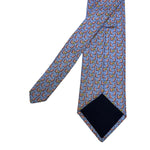 Men's Blue Kangaroo and Leaf Print Silk Tie