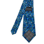 Men's Blue Floral and Leaf Print Silk Tie