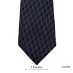 Men's Geometric Cube Pattern Silk Tie in Navy and Gold