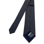 Men's Geometric Cube Pattern Silk Tie in Navy and Gold