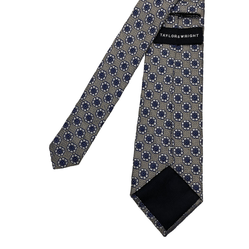 Taylor & Wright Men's Navy and Silver Geometric Tie