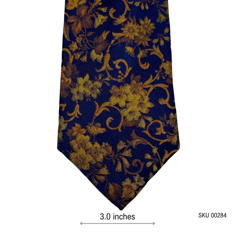 STVDIO by Jeff Banks Men's Navy and Gold Floral Tie