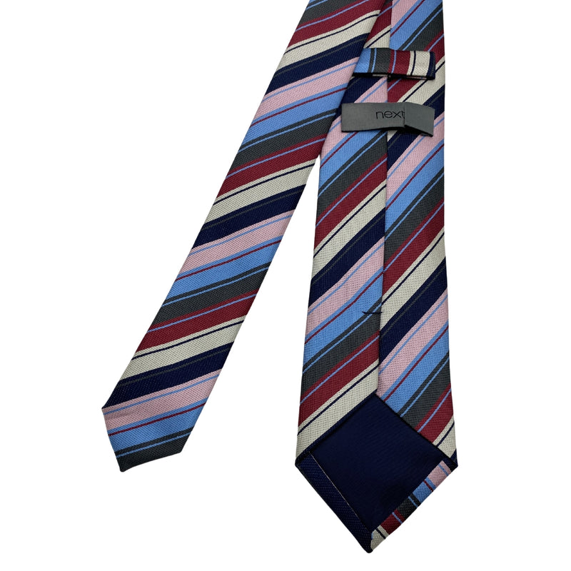 NEXT Men's Multi-Color Striped Tie in Blue, Pink, and Burgundy