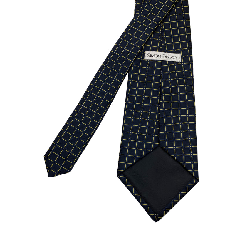 SIMON TAYLOR Men's Navy and Gold Geometric Tie