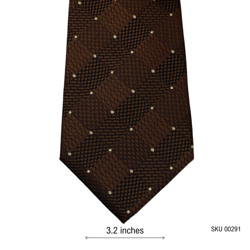 HISDERN Men's Brown Polka Dot Tie