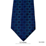 Hi-Tie Men's Blue Honeycomb Geometric Silk Tie