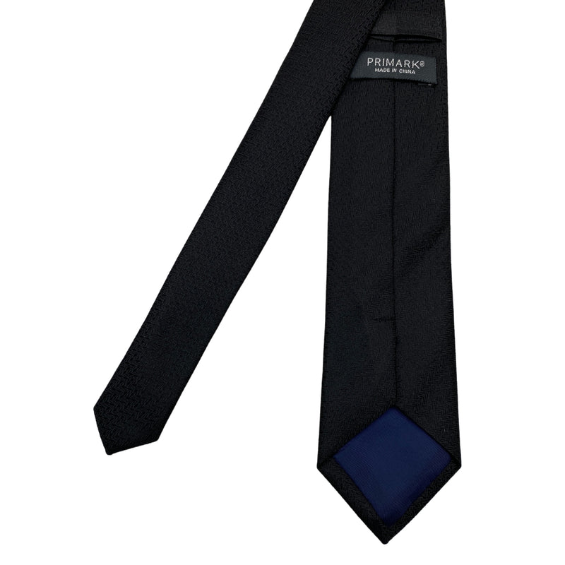 Primark Men's Solid Black Textured Tie