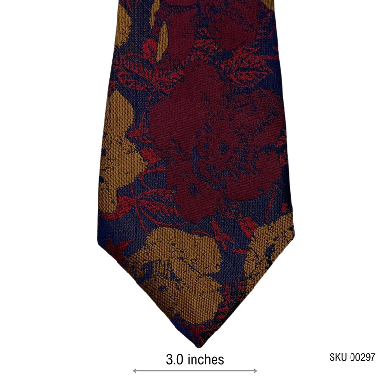 Taylor & Wright Men's Navy and Burgundy Floral Tie