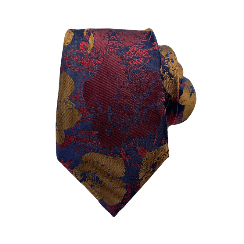 Taylor & Wright Men's Navy and Burgundy Floral Tie