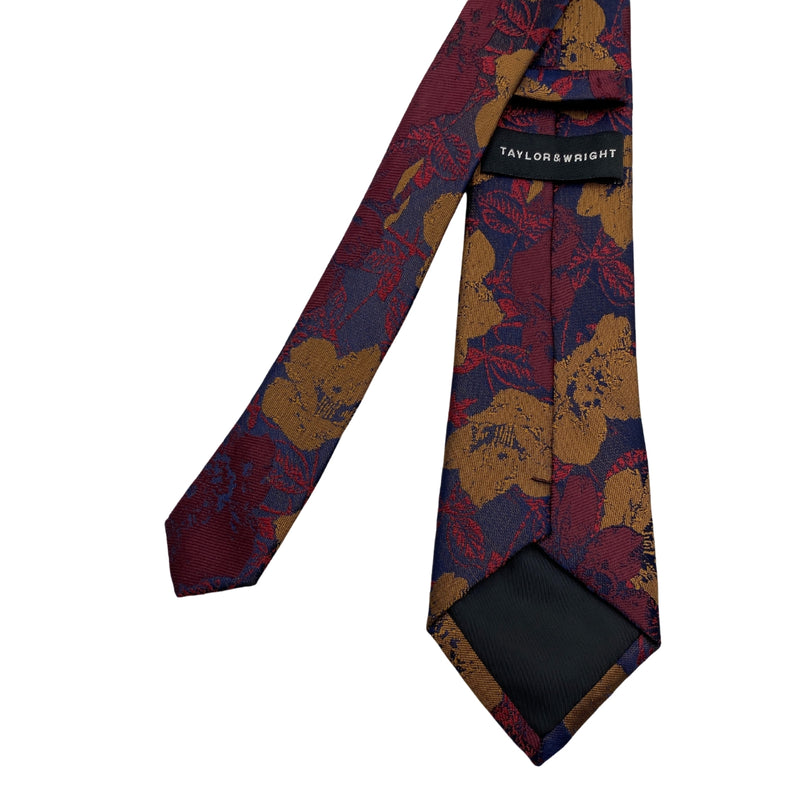 Taylor & Wright Men's Navy and Burgundy Floral Tie