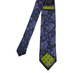 STVDIO by Jeff Banks Men's Floral Silk Tie in Navy and Purple