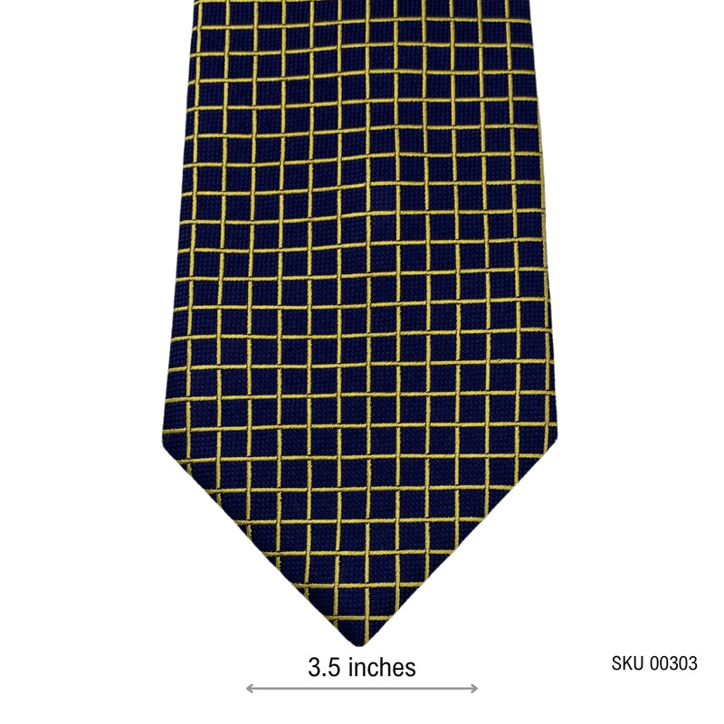 Austin Reed Men's Navy and Gold Grid Tie